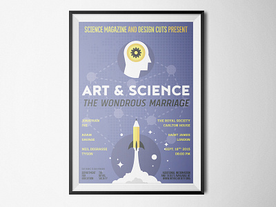 An illustrated art & science conference poster abula black adam savage conference poster design cuts educational jonathan ive neil degrasse tyson noyh black titular bold tolyer no. 1 italic tolyer no. 4 regular tutorial