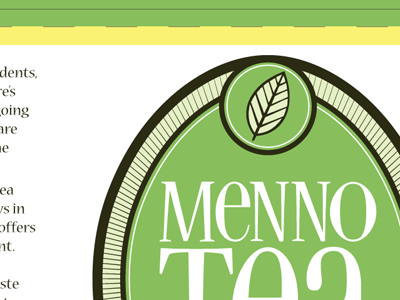 Menno Tea relabeling - Putting the final together drink label green ice tea leaf lime green menno tea mennonite seal stamp tea yellow