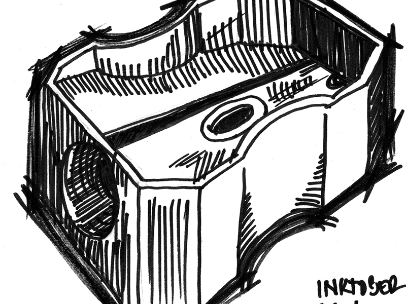 Vector isolated black and white illustration of a pencil sharpener   CanStock