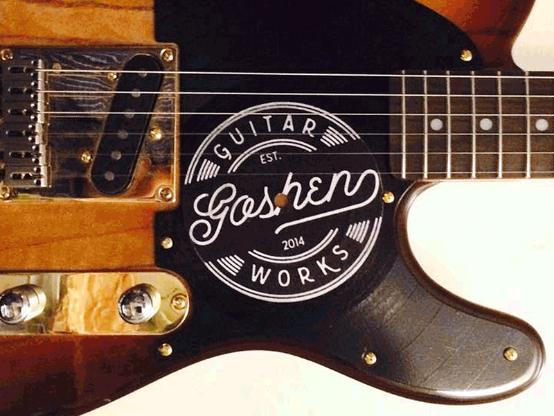 Goshen Guitar Works, phase four: applications! branding goshen guitar works guitar instrument shop visual identity