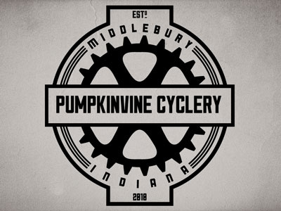 Pumpkinvine Cyclery - Circle badge - Revised gear badge bicycle bicycle shop gear pumpkinvine cyclery sullivan vintage