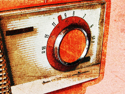 Broadcasting dial line work orange studio ace of spade vector vintage radio white