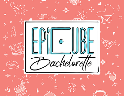 Epicube bachelorette branding drinking game illustration logo design party games