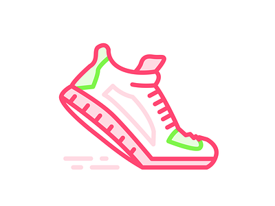 Sneakers Icon for Tax Declaration App athlete bright color flat green icon illustration magenta movement neon colors outline pink running shoes sneakers sport sports sportswear tax