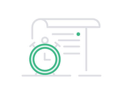 Event Specs – Contentful clock date flat illustration green grey icon icon set lineart list note notes outline paper specification time watch