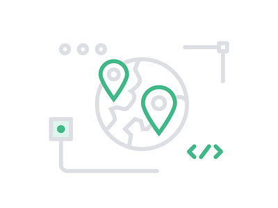 Event Location – Contentful date event flat illustration globe green grey icon icon set lineart location location pin outline pin travel world