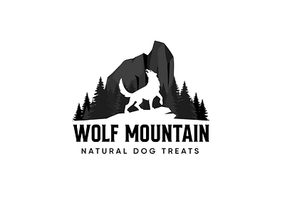 Wolf Mountain Logo design dog graphic design illustration illustrator logo logodesign mountain treats vector wolf