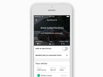 Car dashboard app dashboard flat interface ios iphone ui