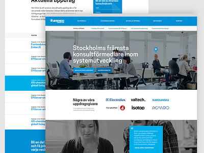 Atiendo website agency blue clean consulting flat landing page large simple sweden ui web website