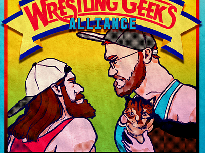 Wrestling Geeks Alliance podcast artwork branding cover art digital illustration logo podcast