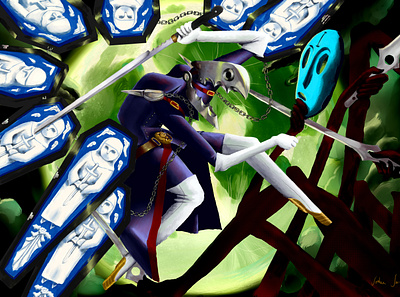 Thanatos Persona commission digital fan art gaming illustration magician painting persona persona 3 smt