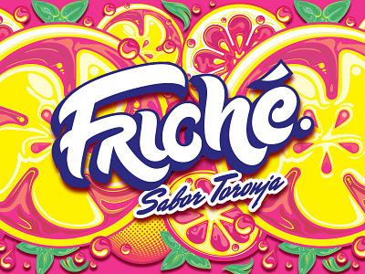 Friché grapefruit illustration label lettering logotype soda type typography