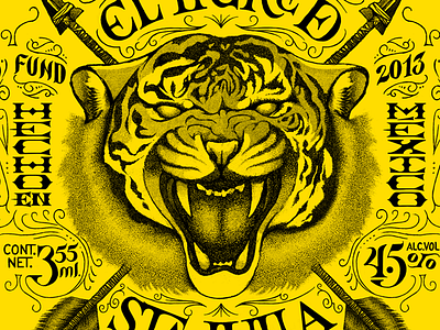 El Tigre De Santa Julia arrows beer heraldry julia label lettering ornaments package santa tiger type yellow