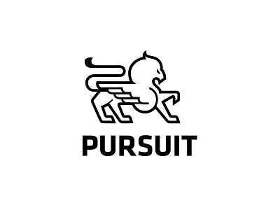 Pursuit icon lettering lion logo logotype pursuit symbol type typography winged wings
