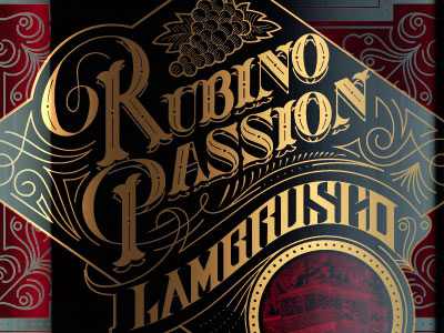 Rubino Passion brand label lettering logotype ornaments type typography wine