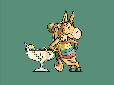 character design donkey margaritas 2dillustration adobeillustrator ai animation beer cartoon character characterdesign design donkey draw drink illustration vector