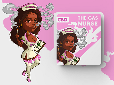 Gas nurse box 420 brand cannabits cbd characterdesign illustration vector