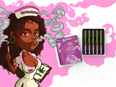 Gas nurse box 2dillustration 420 branding cbd character characterdesign design illustration smook vector weed