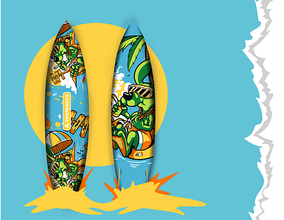 surfboard illustrattn apparel beach character characterdesign fresh illustration sun surf surfer surfing vector