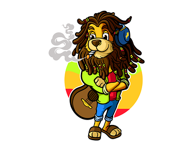 Lion rasta 420 canabis character graphic design illustration marihuana vector