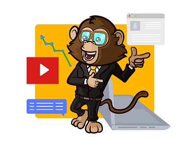 Monkey bussines character design illustration vector