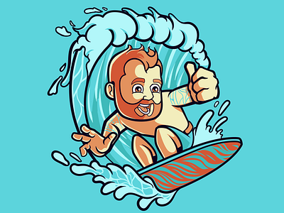 surfing man adobeillustrator characterdesign illustration man sea surfing vector waves