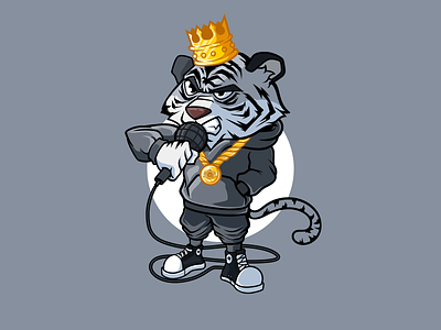 white tiger 2 adobe character characterdesign hiphop illustration illustrator music singing tiger vector