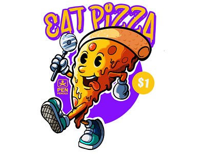 pizza time 2dillustration cartoon character characterdesign design illustration pizza vector