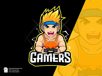 Mascot Logo - Power up gamers illustration