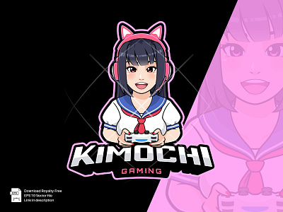 Kawaii school girl - Esport Mascot Logo anime cartoon cosplay esport gaming girl japanese school girl kawaii logo sailor seifuku streamer template twitch