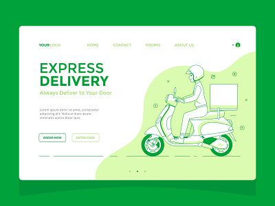 Delivery Guy — Landing Page branding delivery design ecommerce illustration landingpage online shop scooter ui