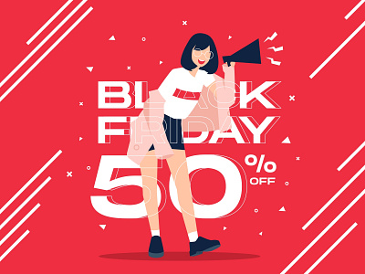 Black Friday - Illustration banner banner ad blackfriday flat illustration flyer girl illustration illustration template vector