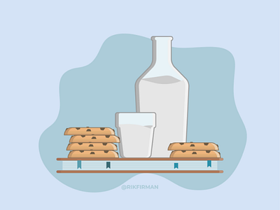 Milk, Cookies and Book Flat Design