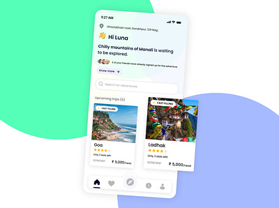Trip maker app beach goa plan travel travel app ui ux