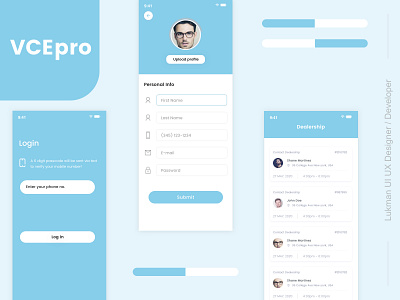Login Profile Dealership app clean design ui ux web website