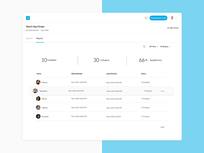 Reports for AdaptiveU LMS reports stats ux