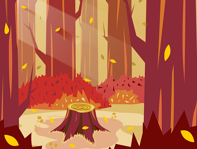 Autumn forest autumn beautiful daylight design forest illustration jungle landscape natural vector yellow
