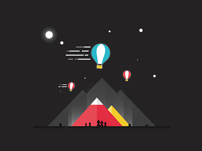 Air balloon air balloon beautiful design illustration landscape mountain night vector web