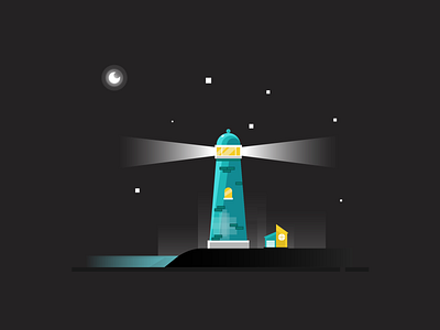Lighthouse beautiful design flat illustration landscape light lighthouse night simple simplicity vector