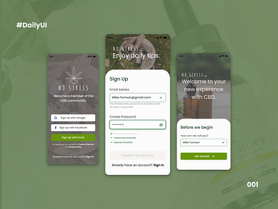 DailyUI:001 Sign Up Page cbd cbd oil daily 100 challenge daily ui dailyui design green login login form login page sign sign in sign up ui ux