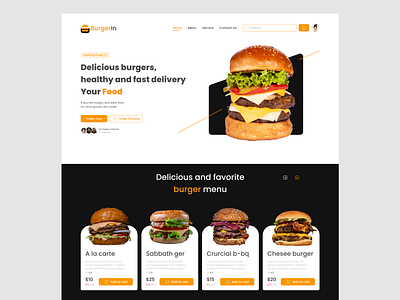 Simple Website Food Burger design illustration ui ux