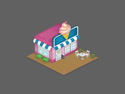 Ice cream shop 2d art adobe photoshop digital art illustration