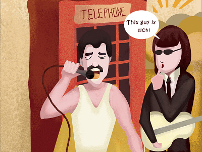 Queen and Beatles illustration