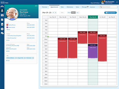 Home Care Patient Schedule - Admin View patient profile schedule senior care