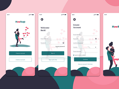 Daily UI Challenge (Dating Mobile App) app design graphicsdesigns illustration ui