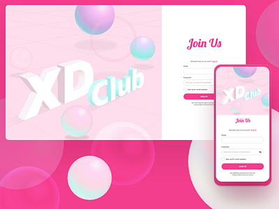 Create With AdobeXD challange Sign up Ui ui