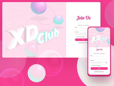 Create With AdobeXD challange Sign up Ui