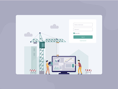 Log in construction dashboad illustration log in login project management web app