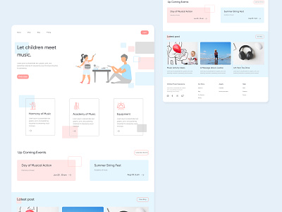 Center Music Experience landing academy children design illustraion interface landing landing page landing page design music ui uiux web design web illustration website website design