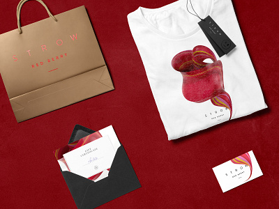 Strow - Branding items adobe illustrator adobe photoshop brand brand design brand identity branding c4d cinema 4d design graphic design red textures wine wine branding